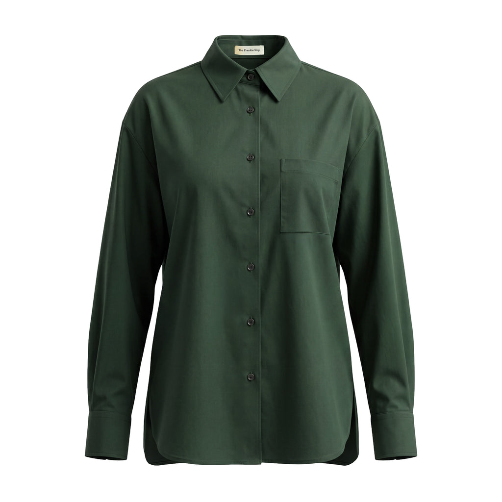 THE FRANKIE SHOP FOREST GREEN OVERSIZED BLOUSE - SIZE S
