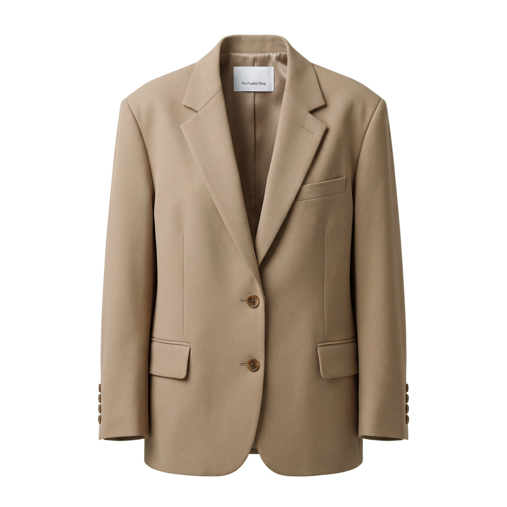 THE FRANKIE SHOP TAUPE OVERSIZED BLAZER - SIZE S