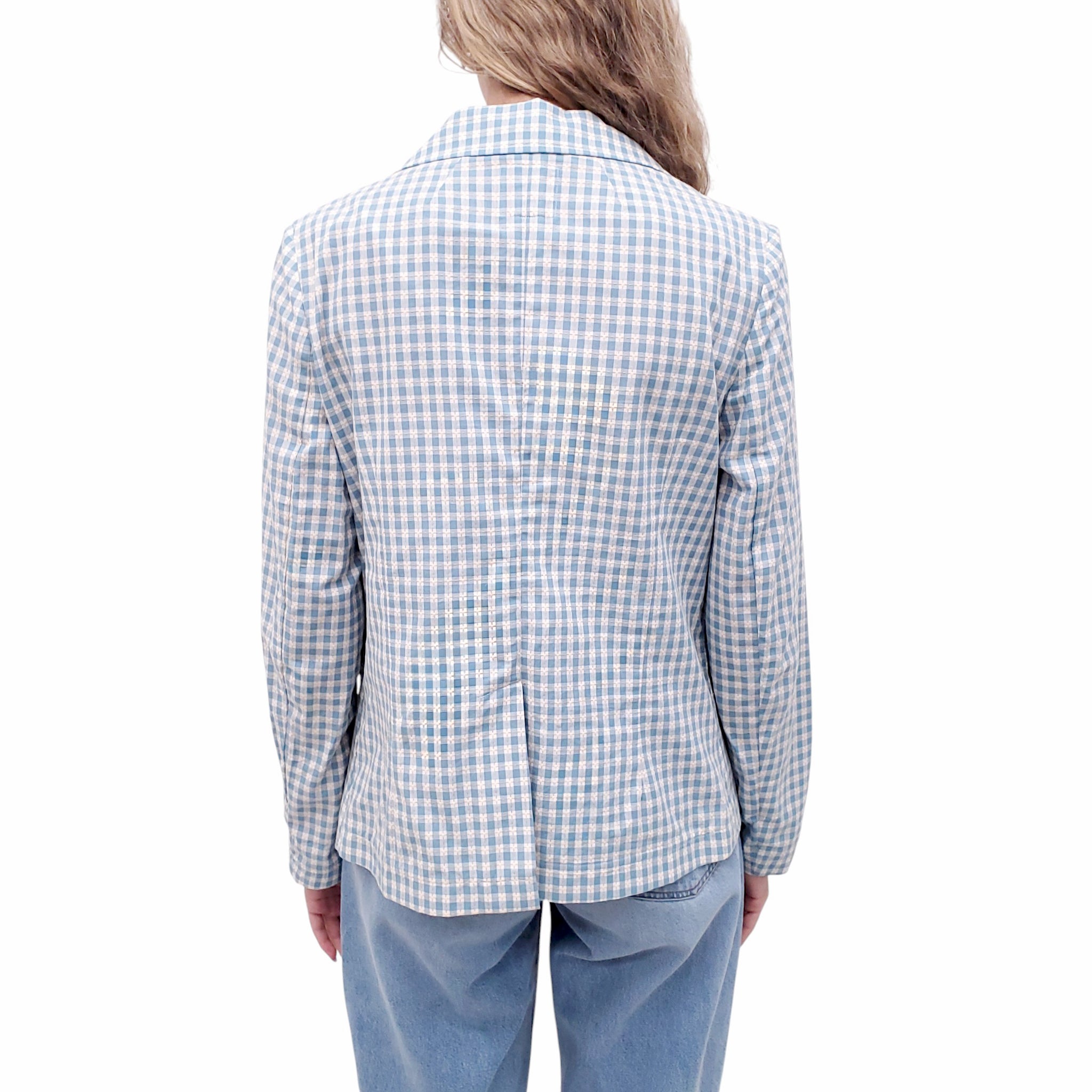 THE LITTLE PROJECT BLUE GINGHAM BLAZER - SIZE M