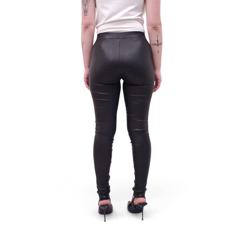 THEORY BLACK LEATHER LEGGINGS - SIZE 0