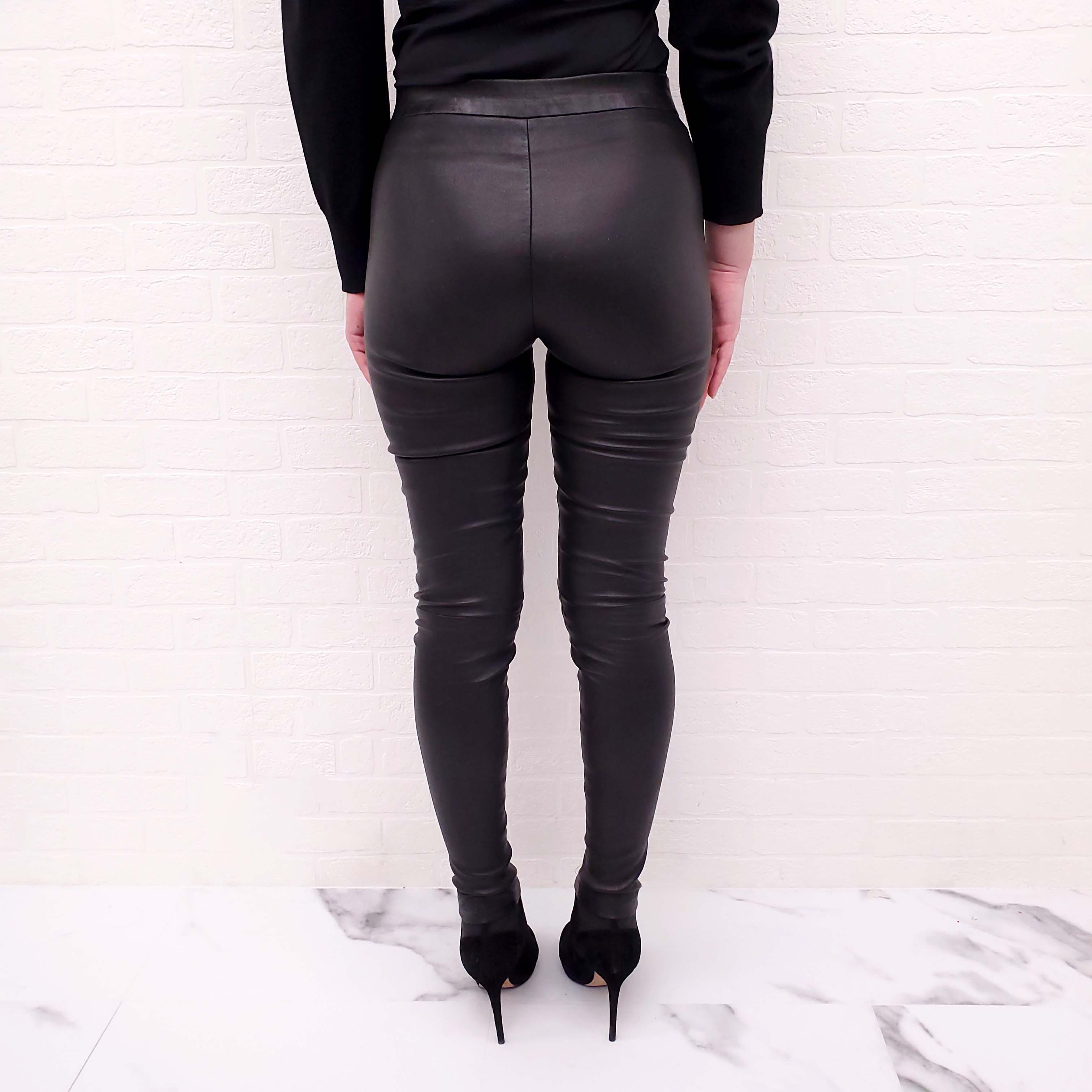 THEORY BLACK LEATHER LEGGINGS - SIZE 0