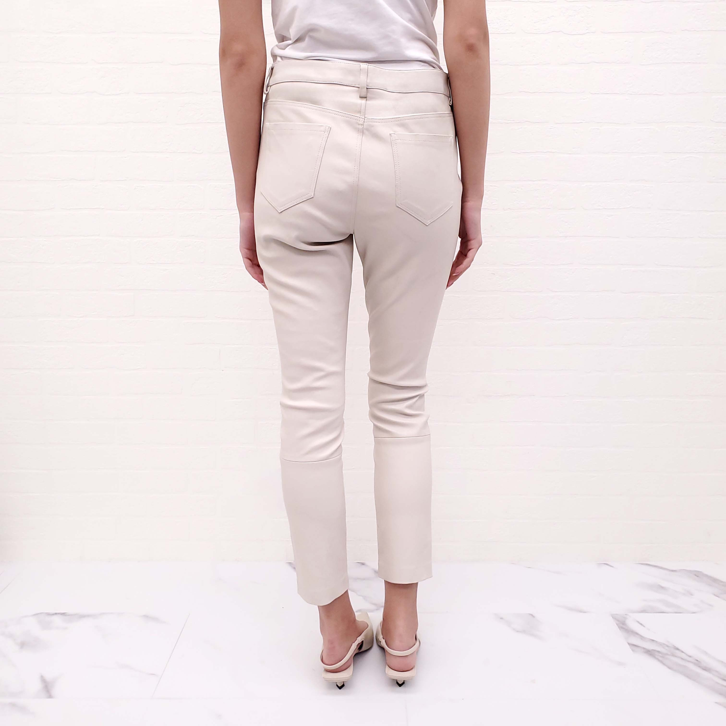 THEORY CREAM LEATHER PANTS - SIZE 10