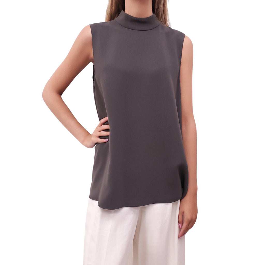THEORY GREY SLEEVELESS BLOUSE - SIZE L