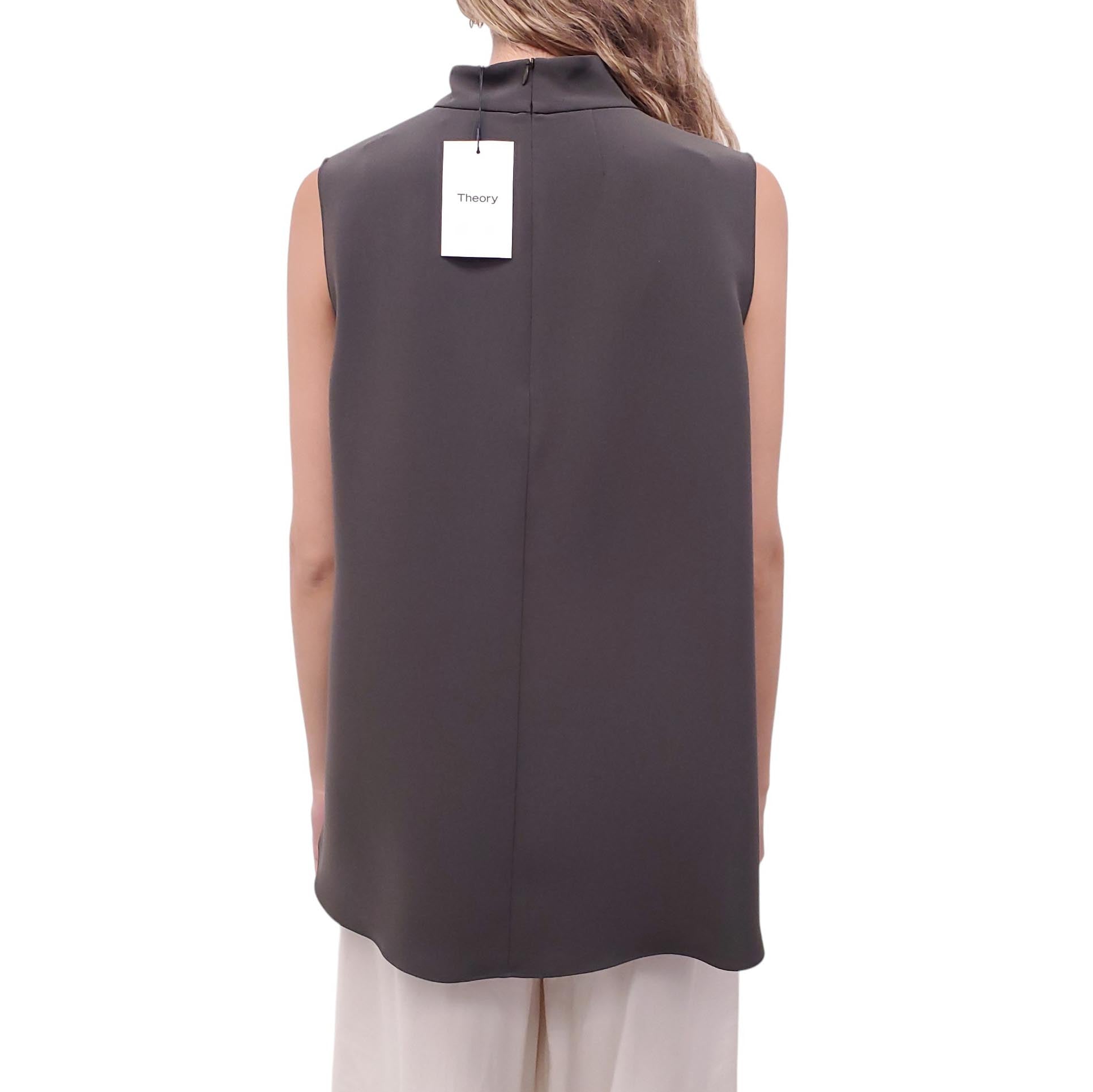 THEORY GREY SLEEVELESS BLOUSE - SIZE L