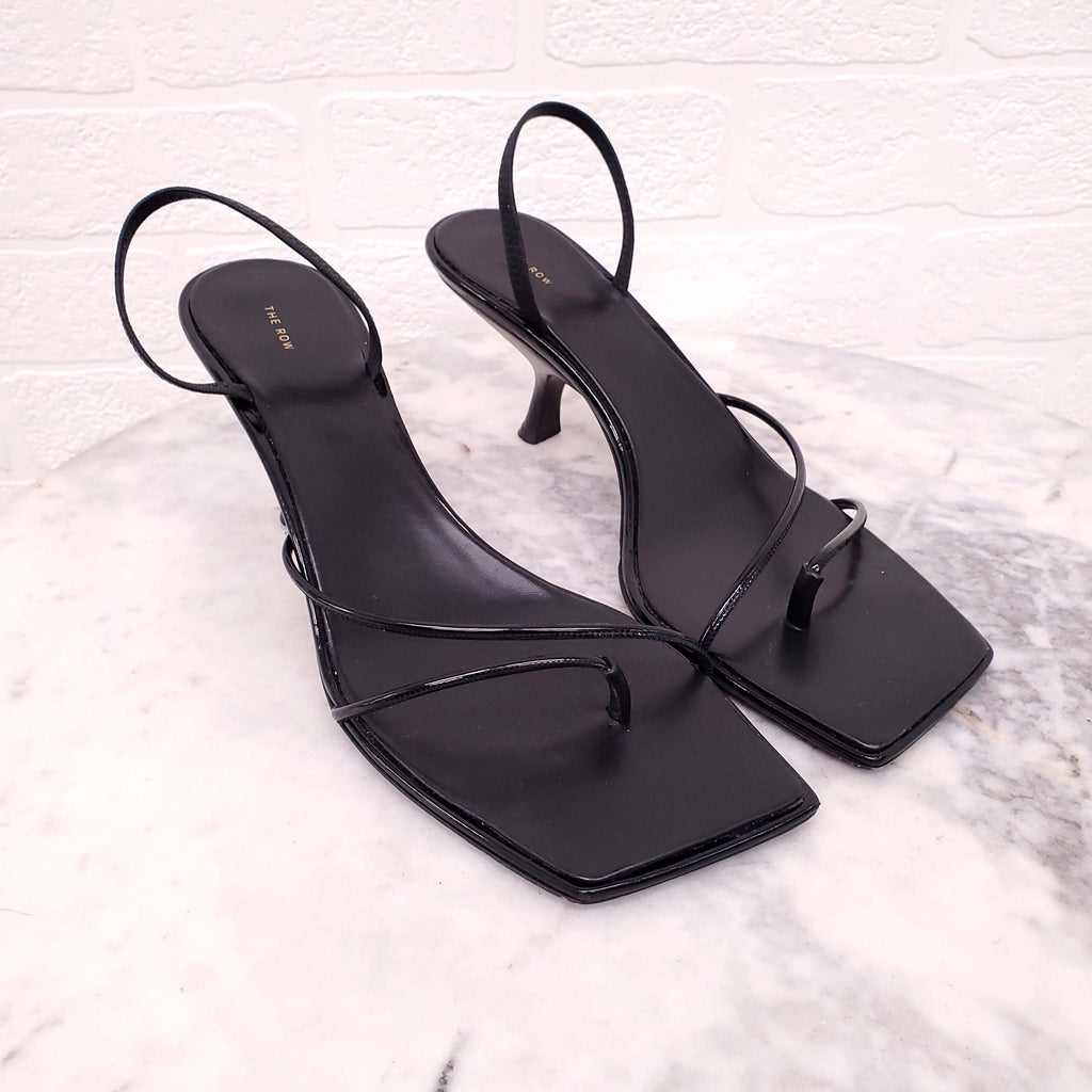 THE ROW BLACK BARELY THERE KITTEN SANDALS - SIZE 40.5
