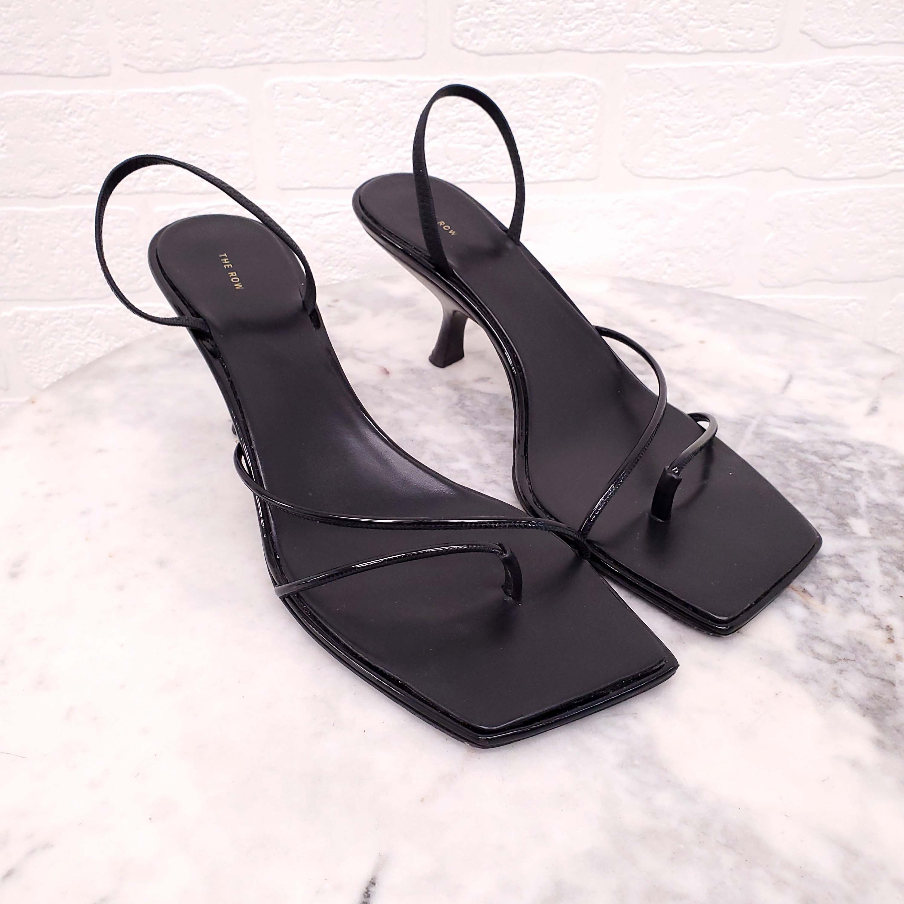 THE ROW BLACK BARELY THERE KITTEN SANDALS - SIZE 40.5