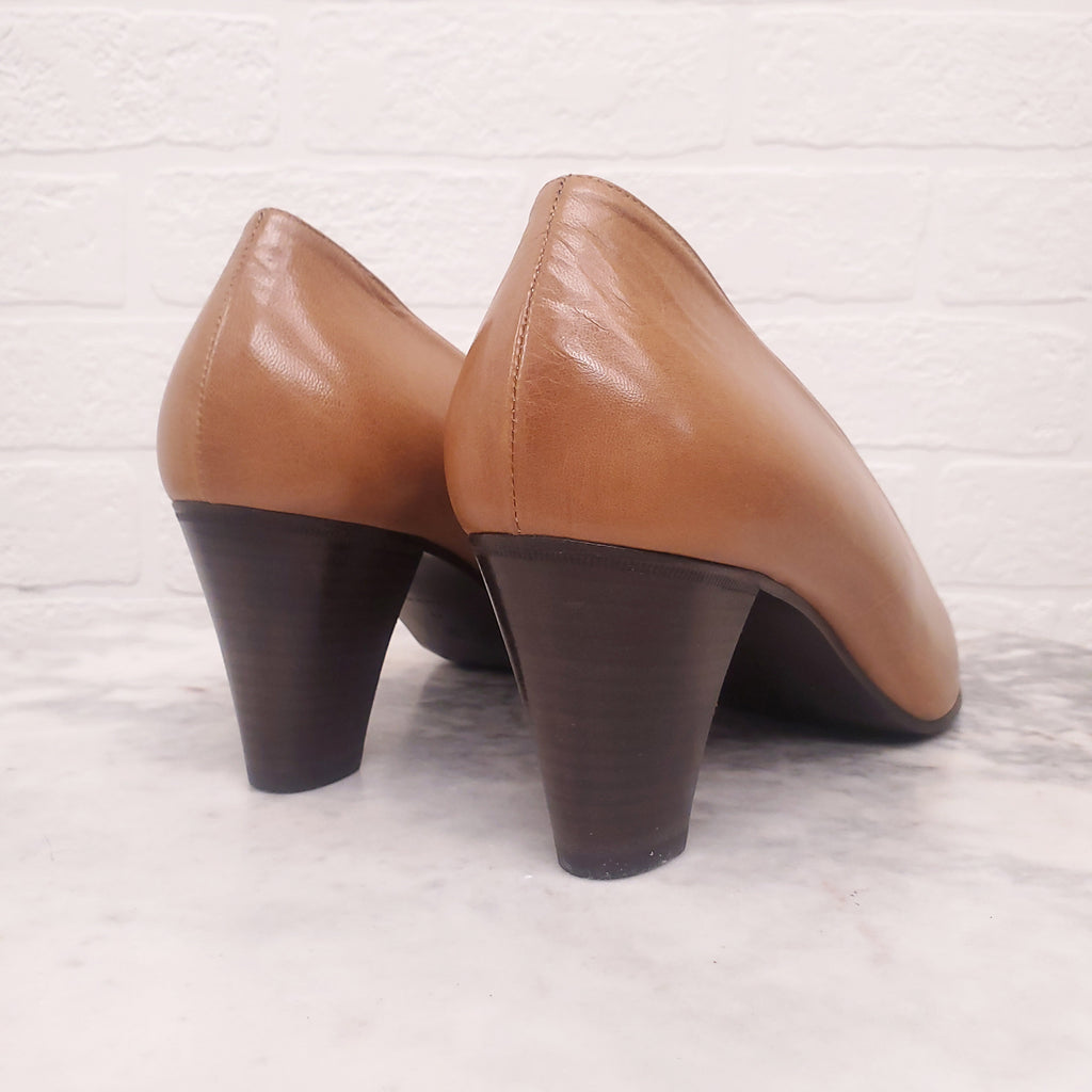 THE ROW BROWN LEATHER HEELS - SIZE 41
