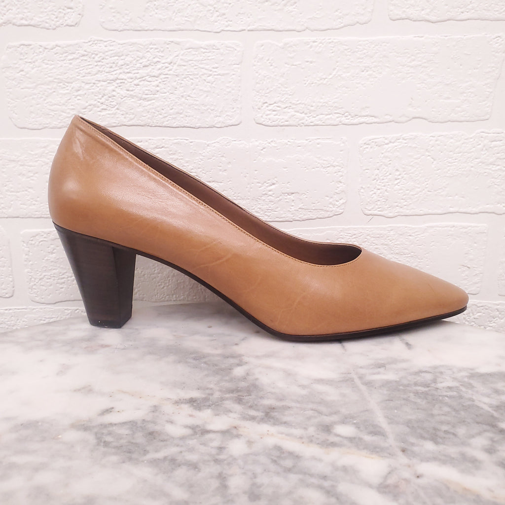 THE ROW BROWN LEATHER HEELS - SIZE 41