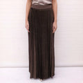 THE ROW BROWN 'OMIN' PLEATED WOOL AND SILK BLEND MIDI SKIRT - SIZE S