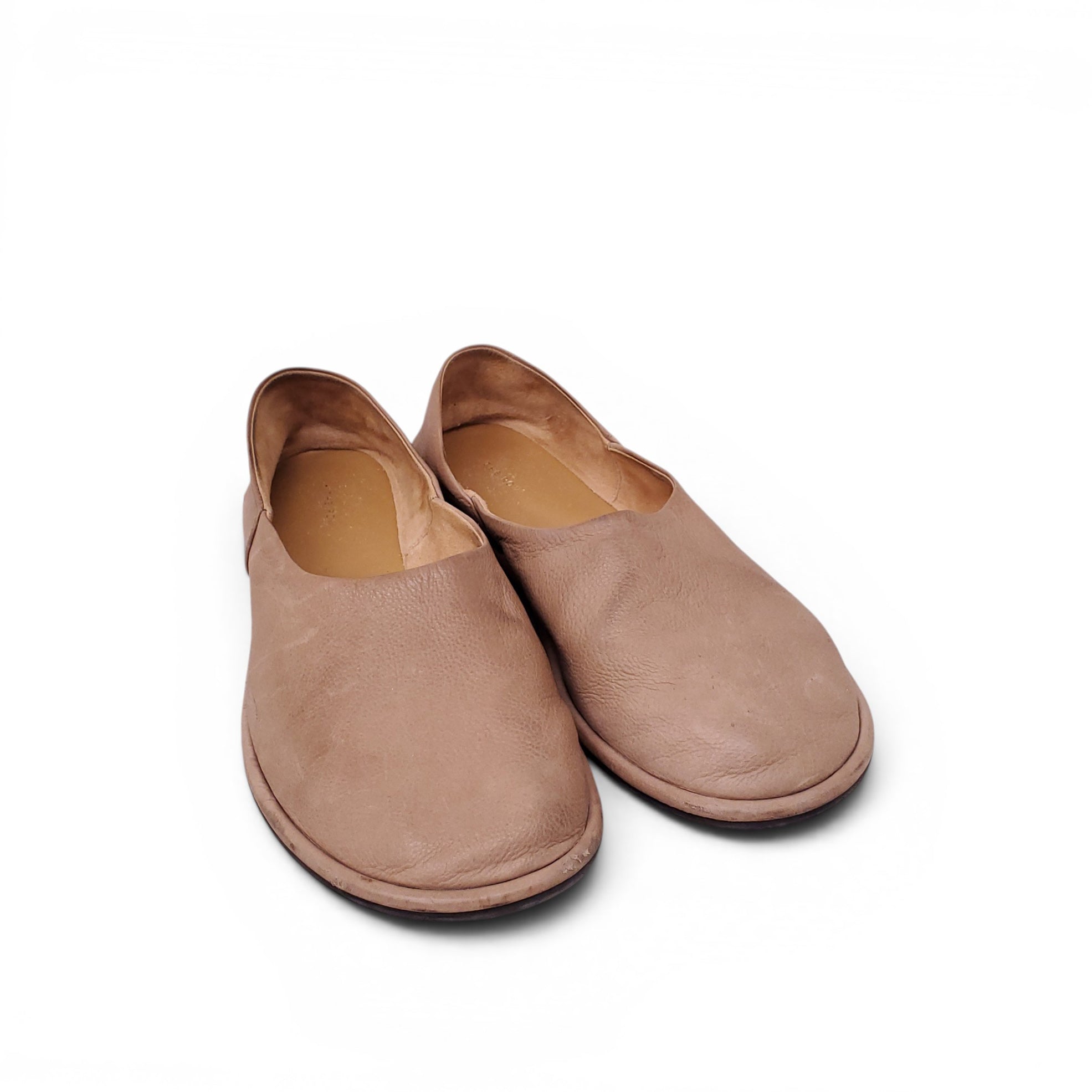 THE ROW CAMEL LEATHER CANAL FLATS - SIZE 36