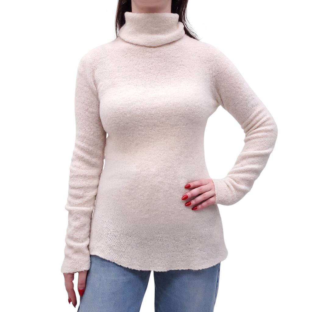 THE ROW CREAM CASHMERE BLEND TURTLENECK SWEATER - SIZE S