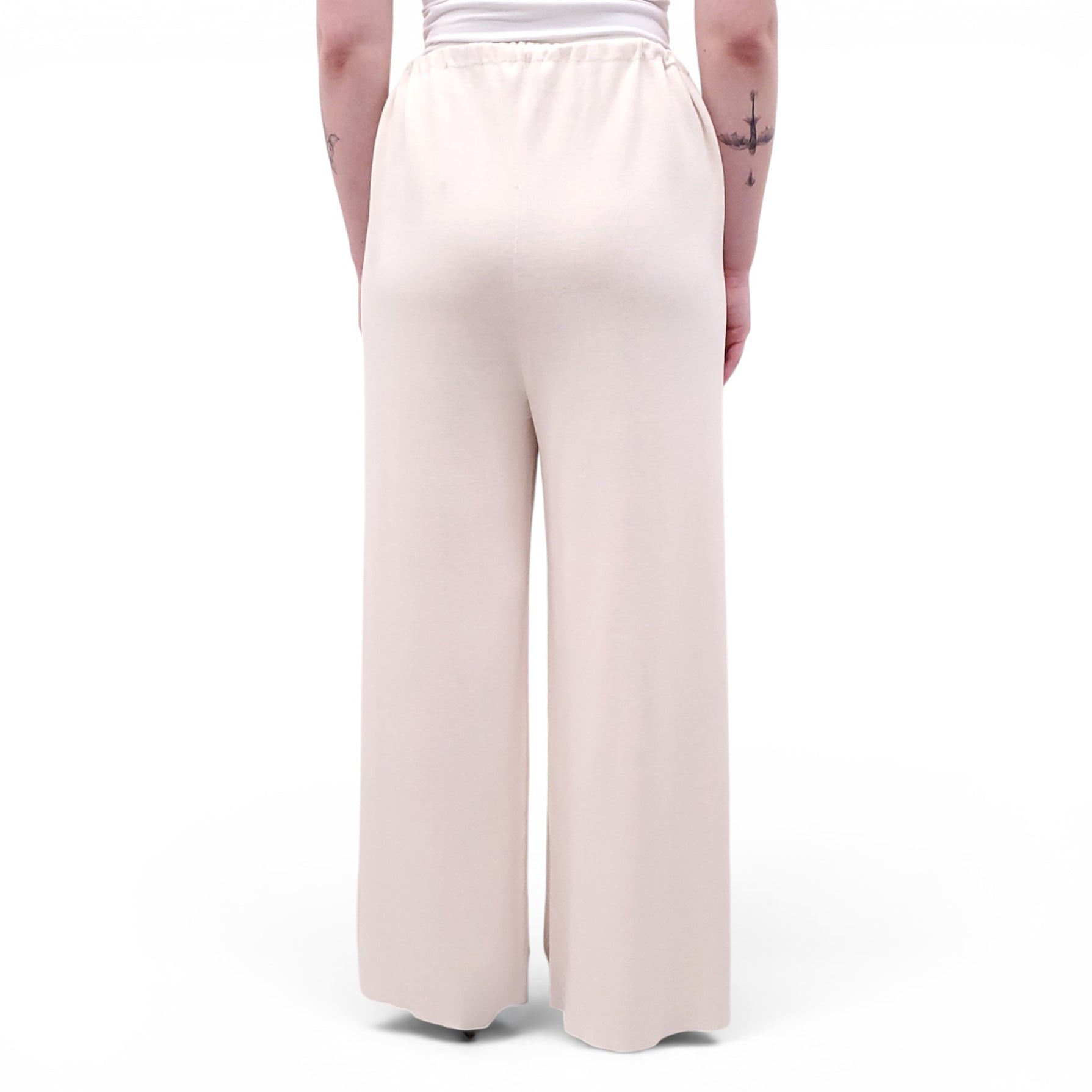 THE ROW CREAM DRAWSTRING FLOWY TROUSERS - SIZE M