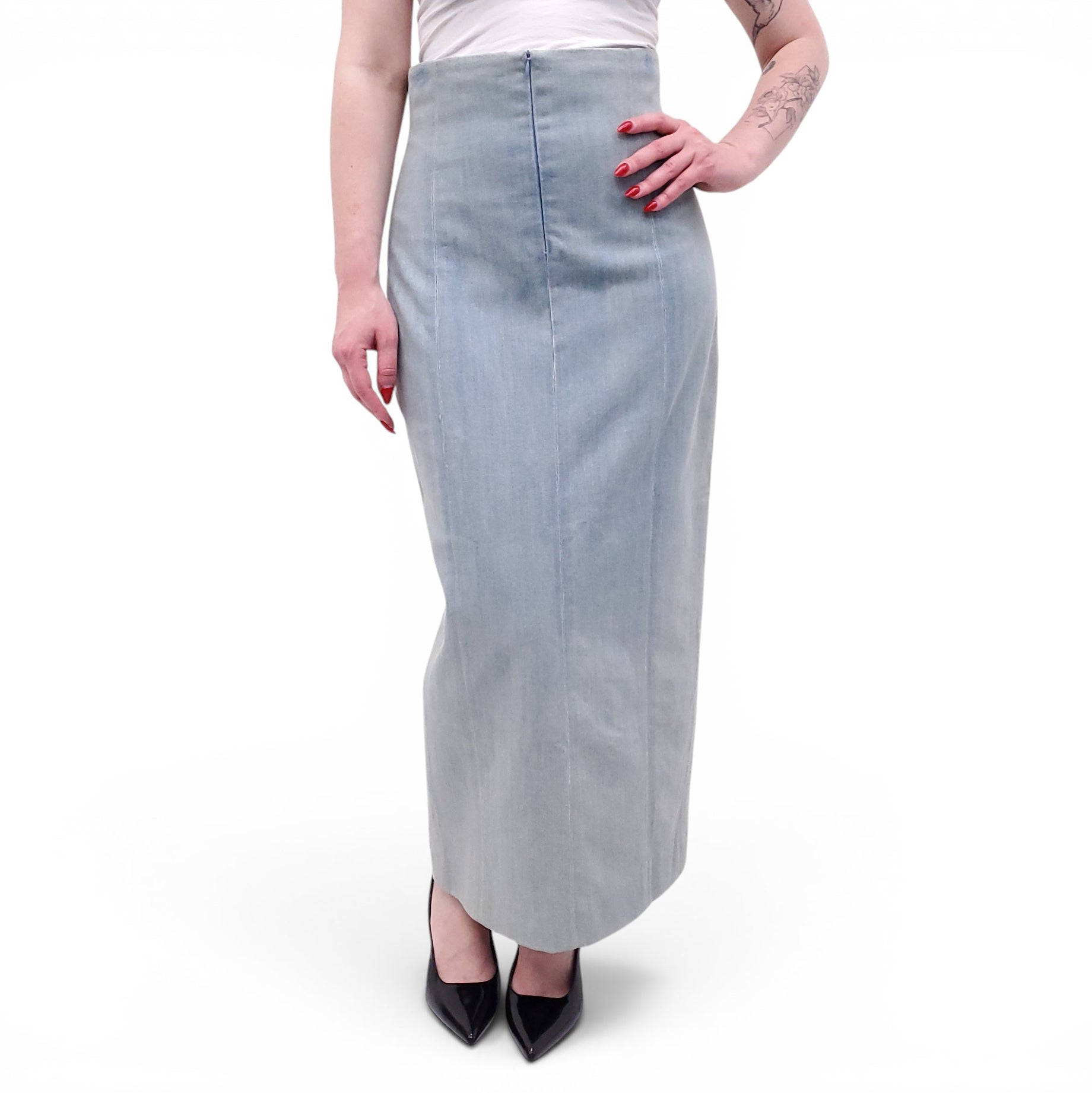 THE ROW LIGHT WASH DENIM MAXI SKIRT - SIZE M