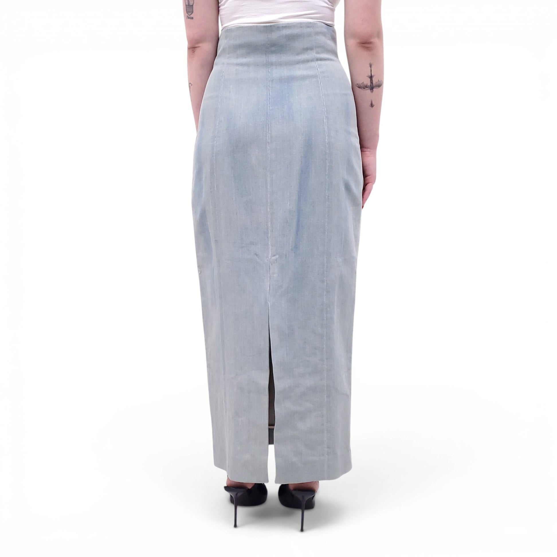 THE ROW LIGHT WASH DENIM MAXI SKIRT - SIZE M