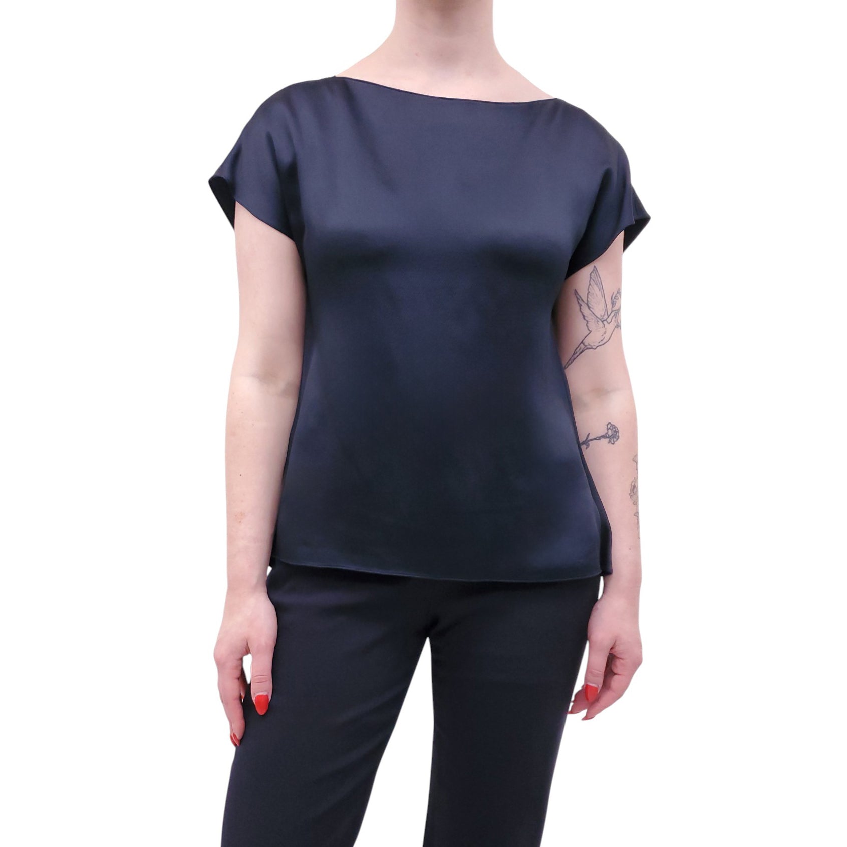 THE ROW NAVY 'JUNE' BLOUSE - SIZE 2