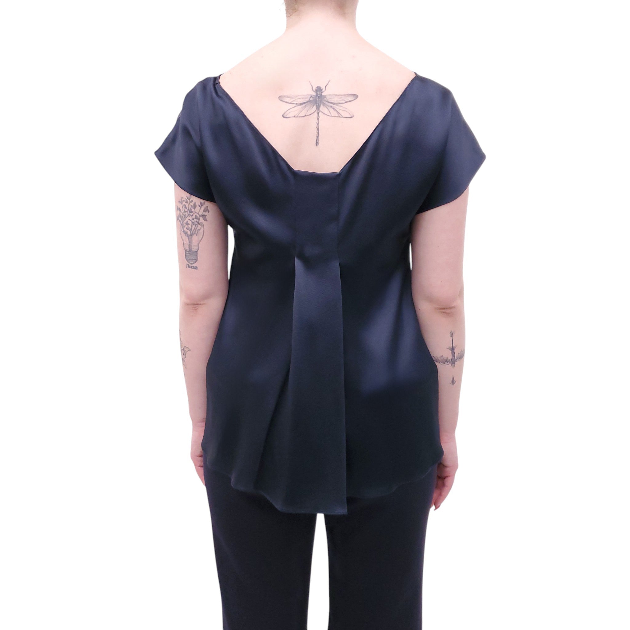 THE ROW NAVY 'JUNE' BLOUSE - SIZE 2
