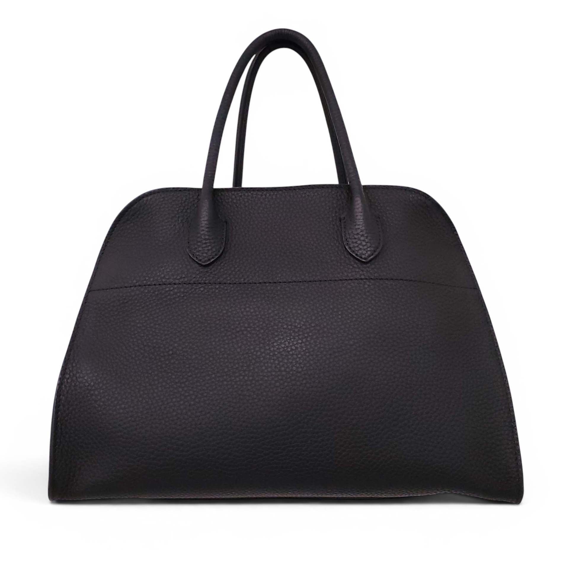 THE ROW MARGAUX 12 BAG IN SOFT BLACK LEATHER