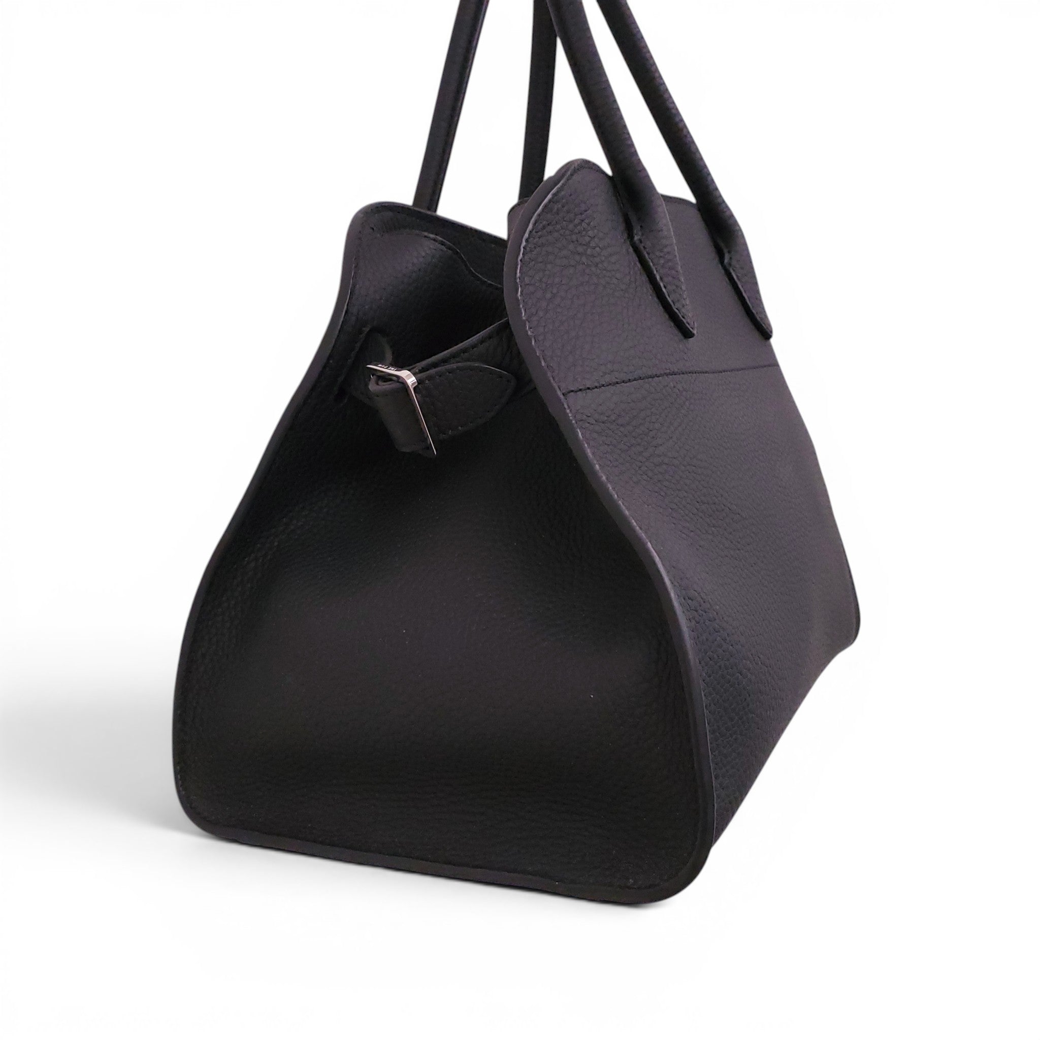 THE ROW MARGAUX 12 BAG IN SOFT BLACK LEATHER