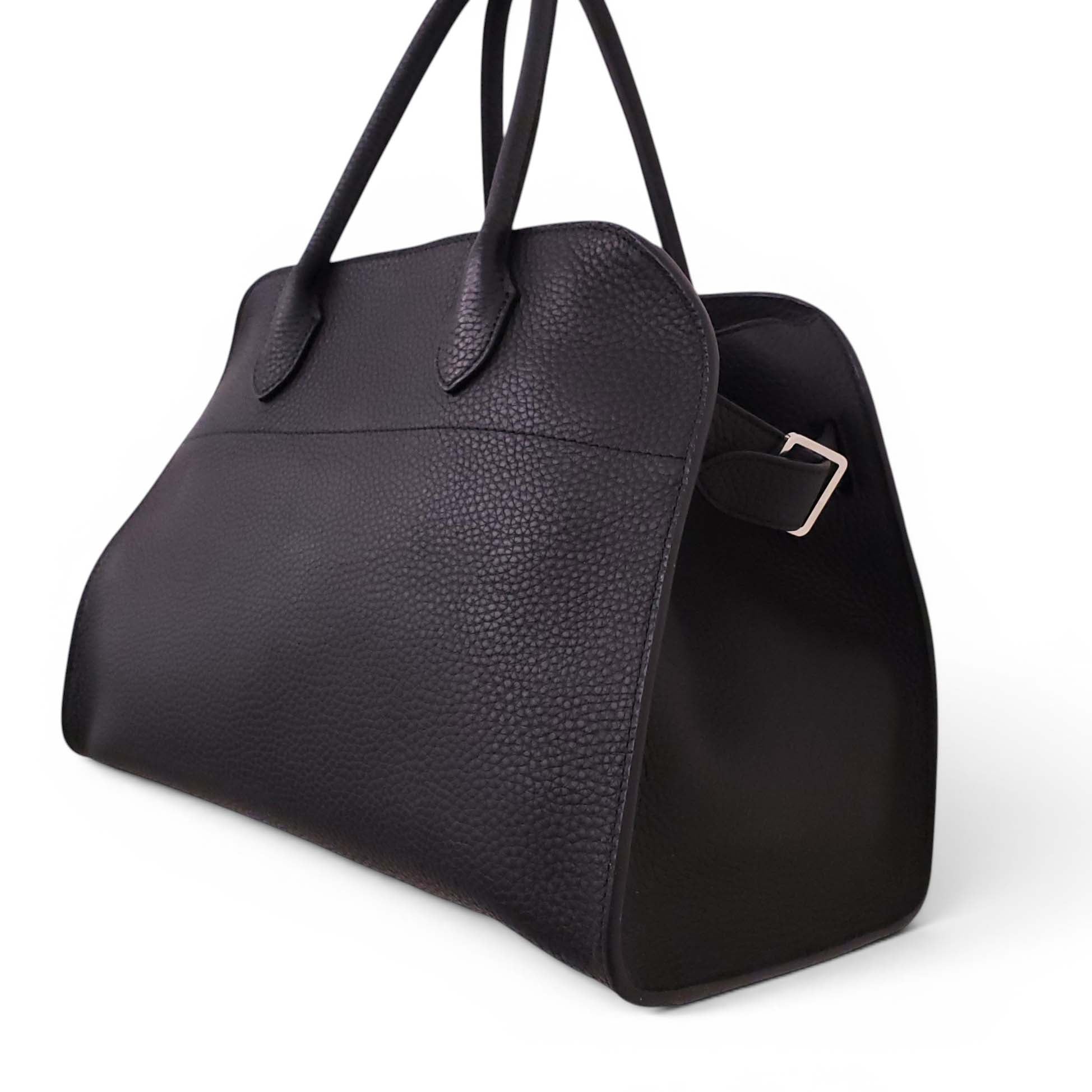 THE ROW MARGAUX 12 BAG IN SOFT BLACK LEATHER