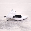 THE ROW WHITE LEATHER KITTEN HEEL WITH BOW - SIZE 35.5