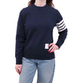THOM BROWNE NAVY LONG-SLEEVE SWEATSHIRT WITH WHITE 4-BAR DETAIL - SIZE 1/S