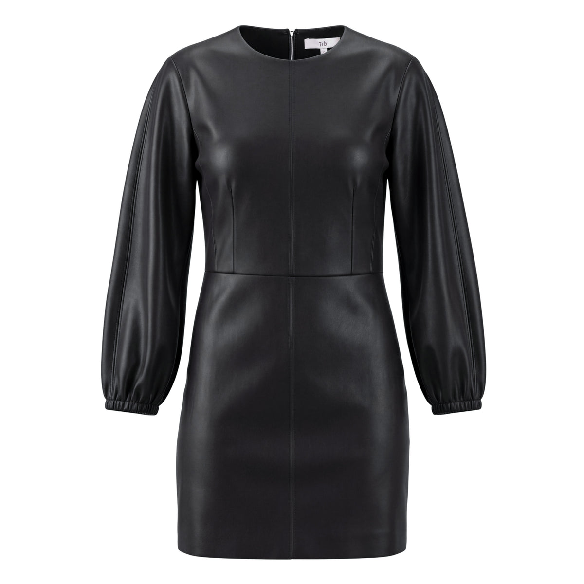 TIBI BLACK ECO-LEATHER DRESS - SIZE 10