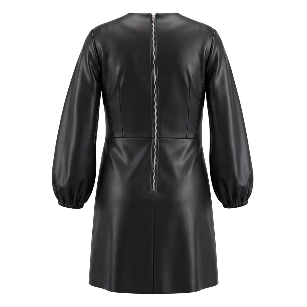 TIBI BLACK ECO-LEATHER DRESS - SIZE 10