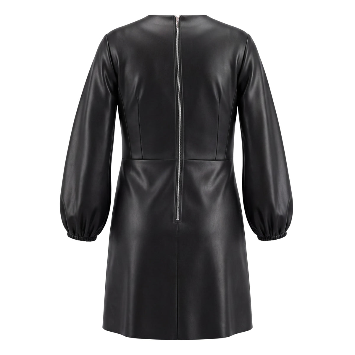 TIBI BLACK ECO-LEATHER DRESS - SIZE 10