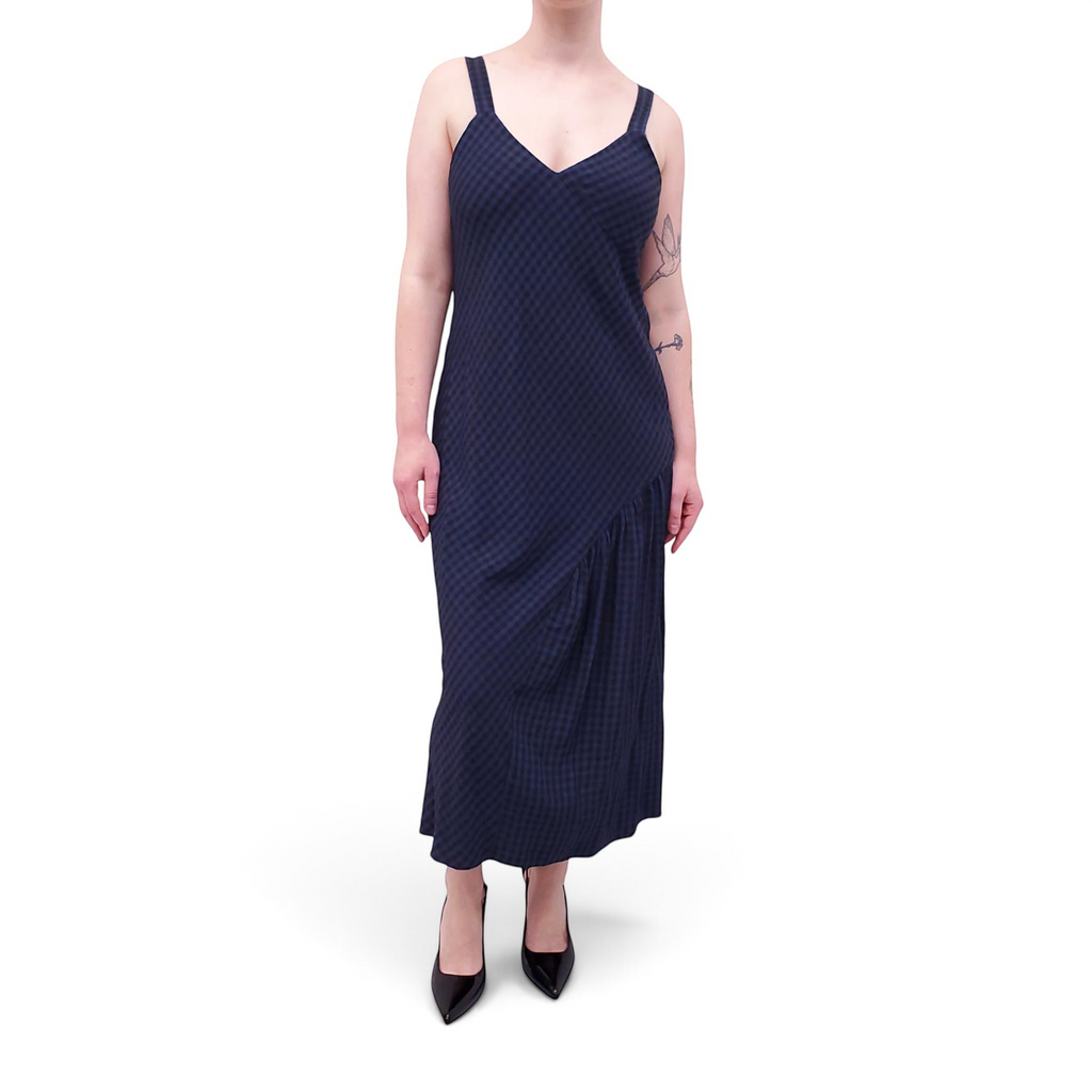 TIBI NAVY GINGHAM DRESS - SIZE 4