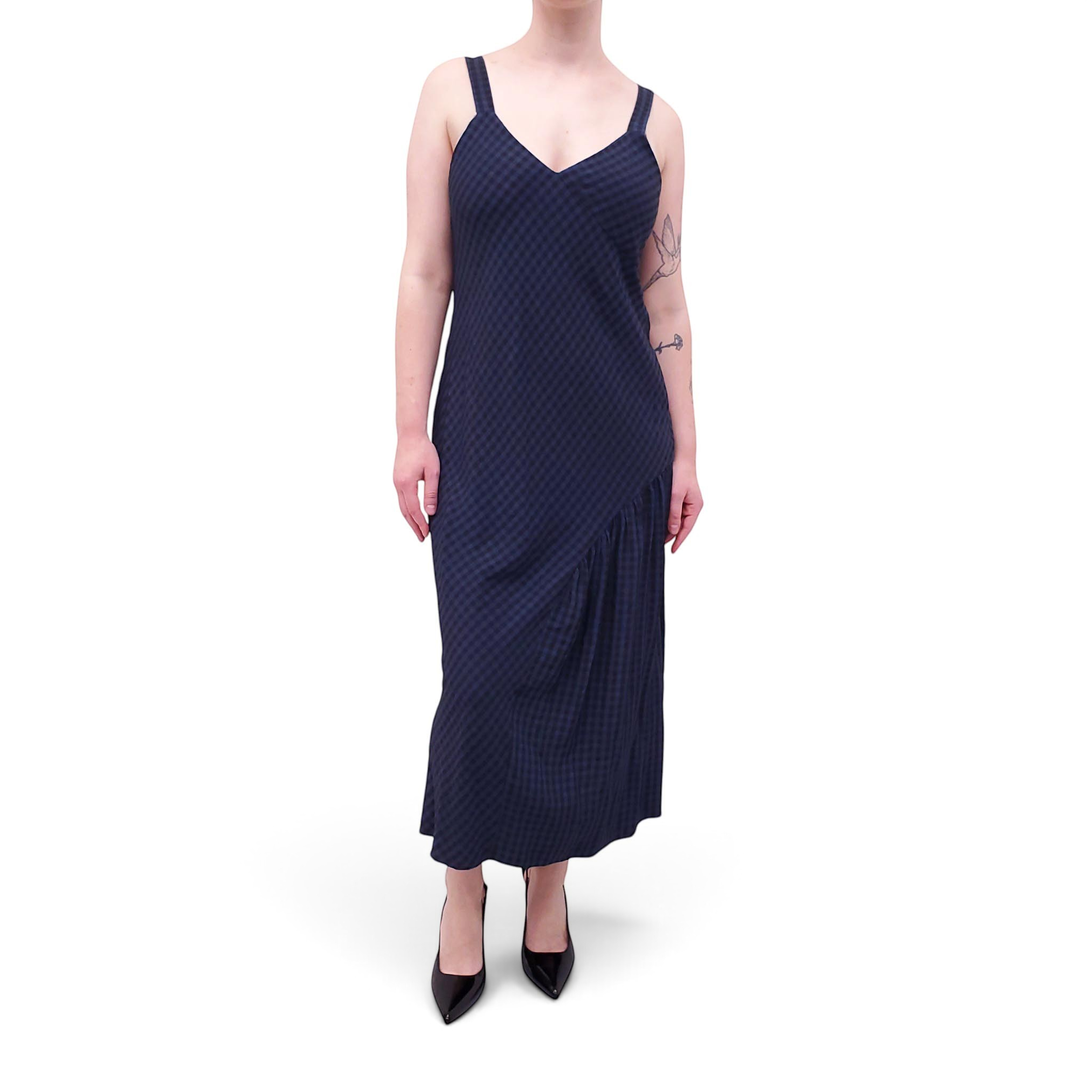 TIBI NAVY GINGHAM DRESS - SIZE 4