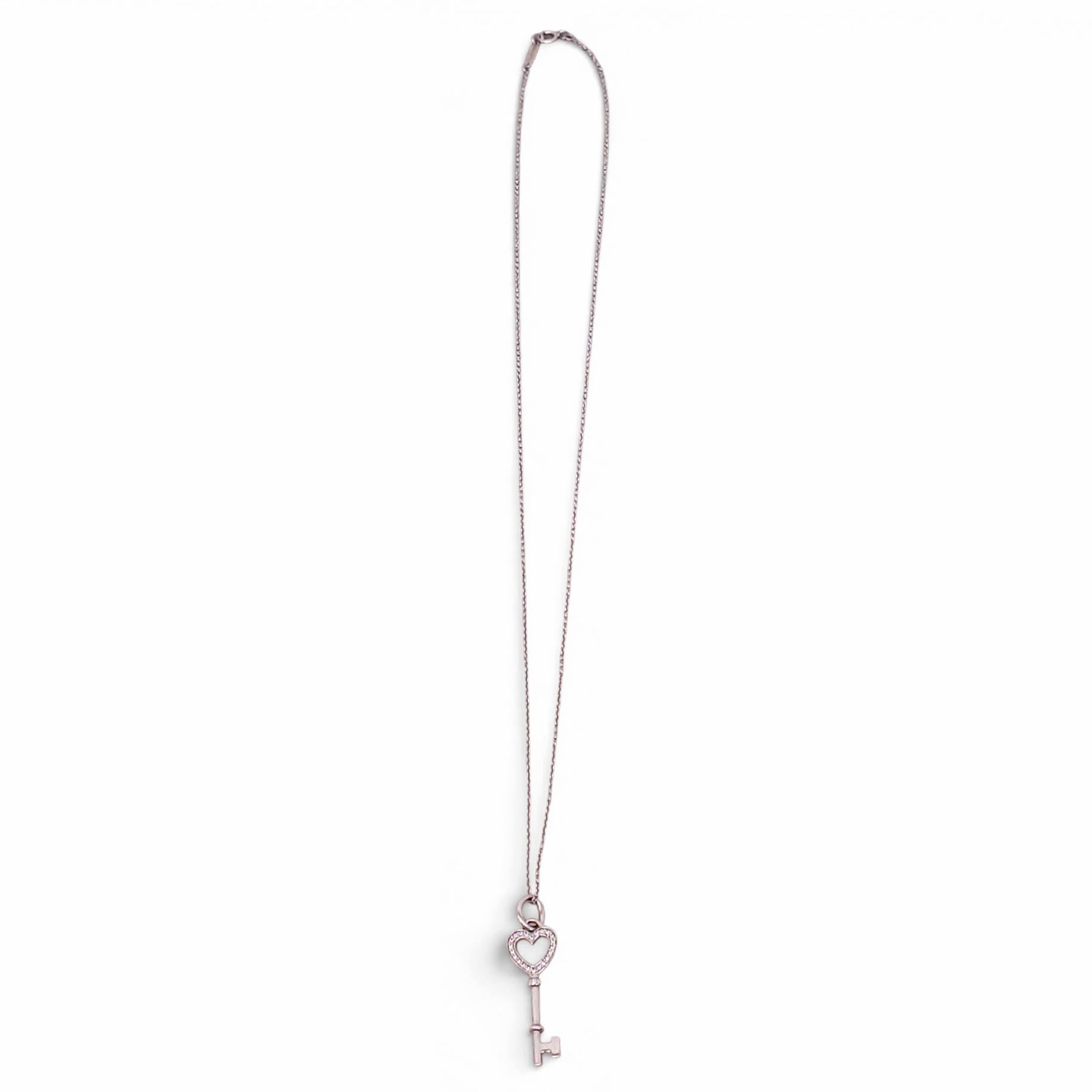 TIFFANY & CO 18K DIAMOND HEART KEY NECKLACE