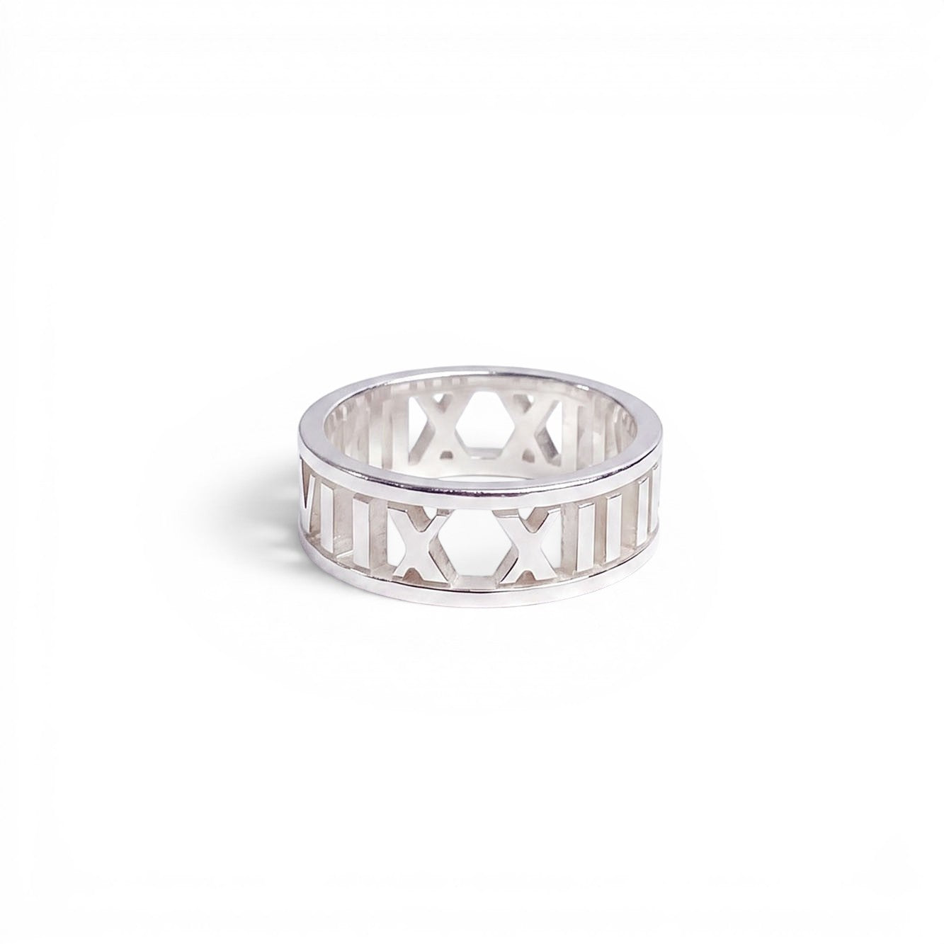 TIFFANY & CO SILVER ROMAN NUMERALS RING - SIZE 7