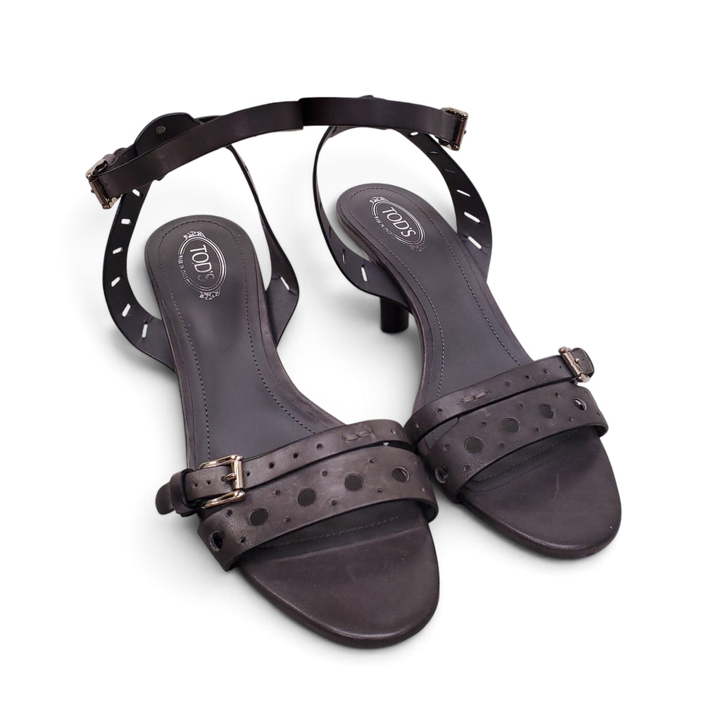 TODS GREY SANDAL HEELS - SIZE 36.5