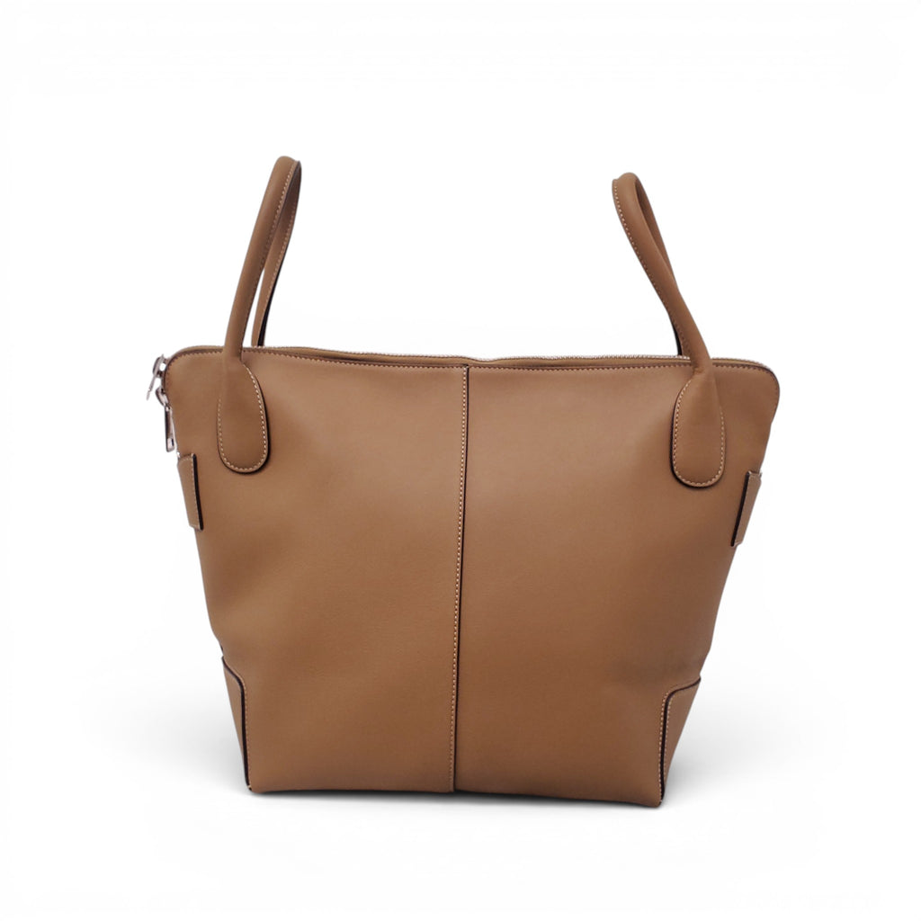 TOD'S KHAKI LEATHER TOTE BAG