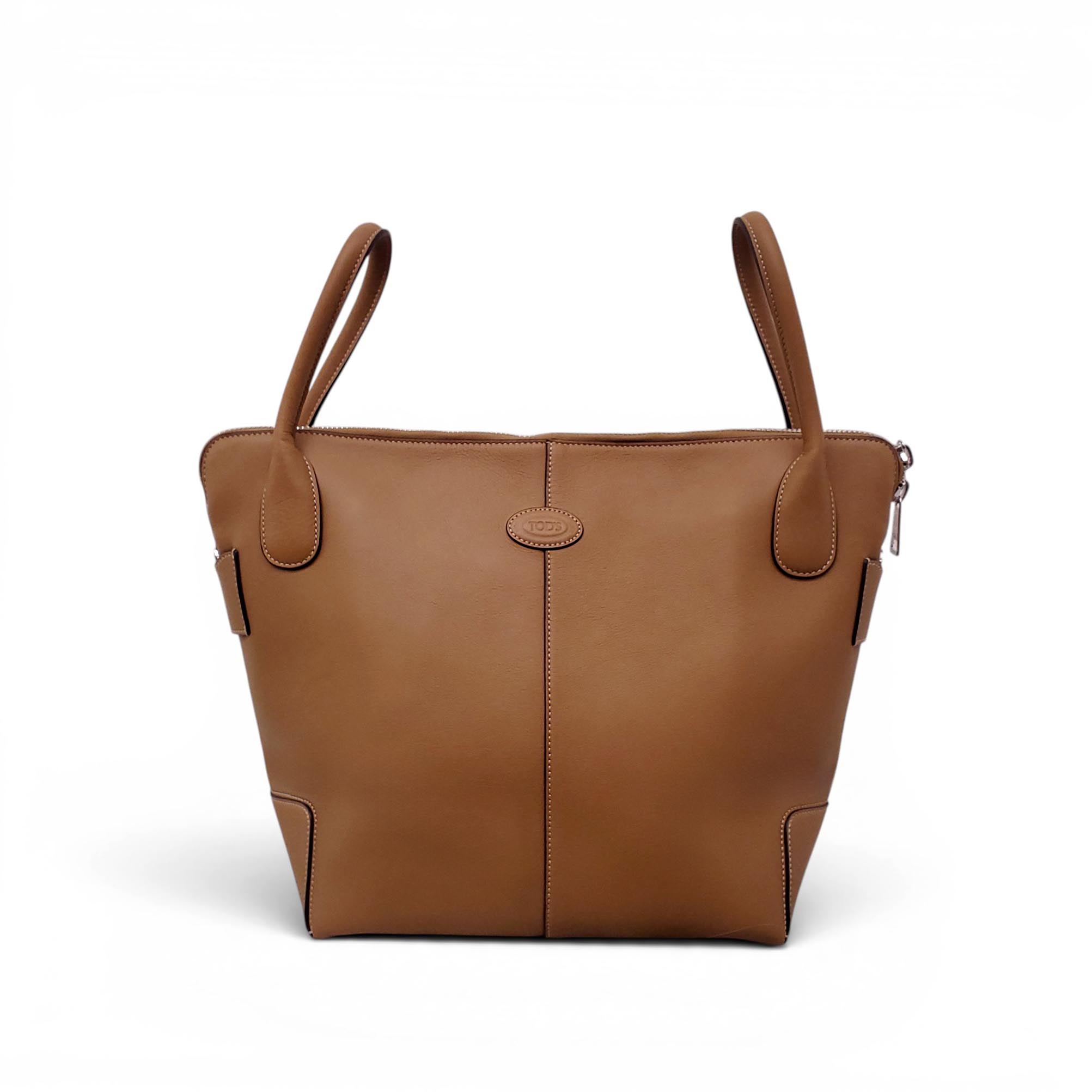 TOD'S KHAKI LEATHER TOTE BAG