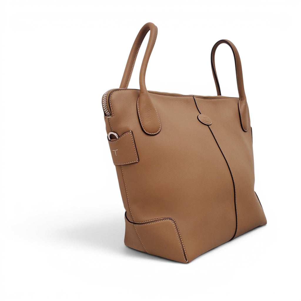 TOD'S KHAKI LEATHER TOTE BAG