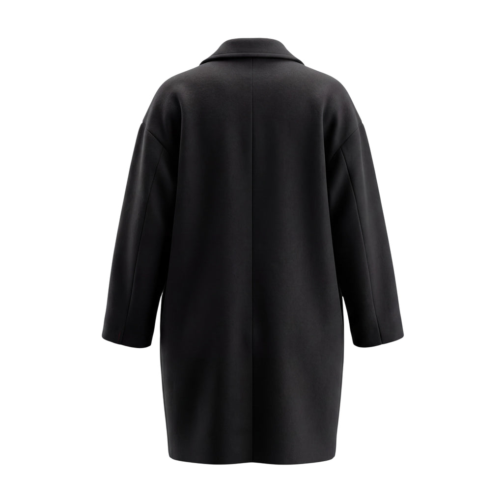 TOTÊME BLACK CACOON COAT IN BLACK - SIZE 34