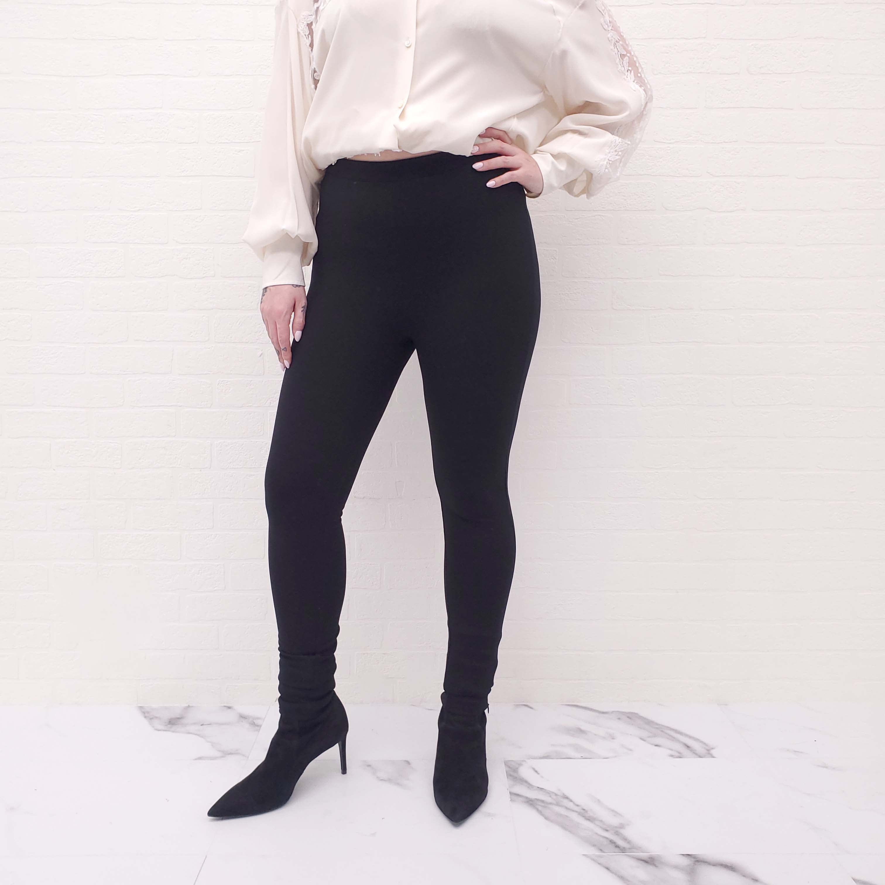 TOTEME BLACK LEGGINGS WITH ZIP DETAIL - SIZE M