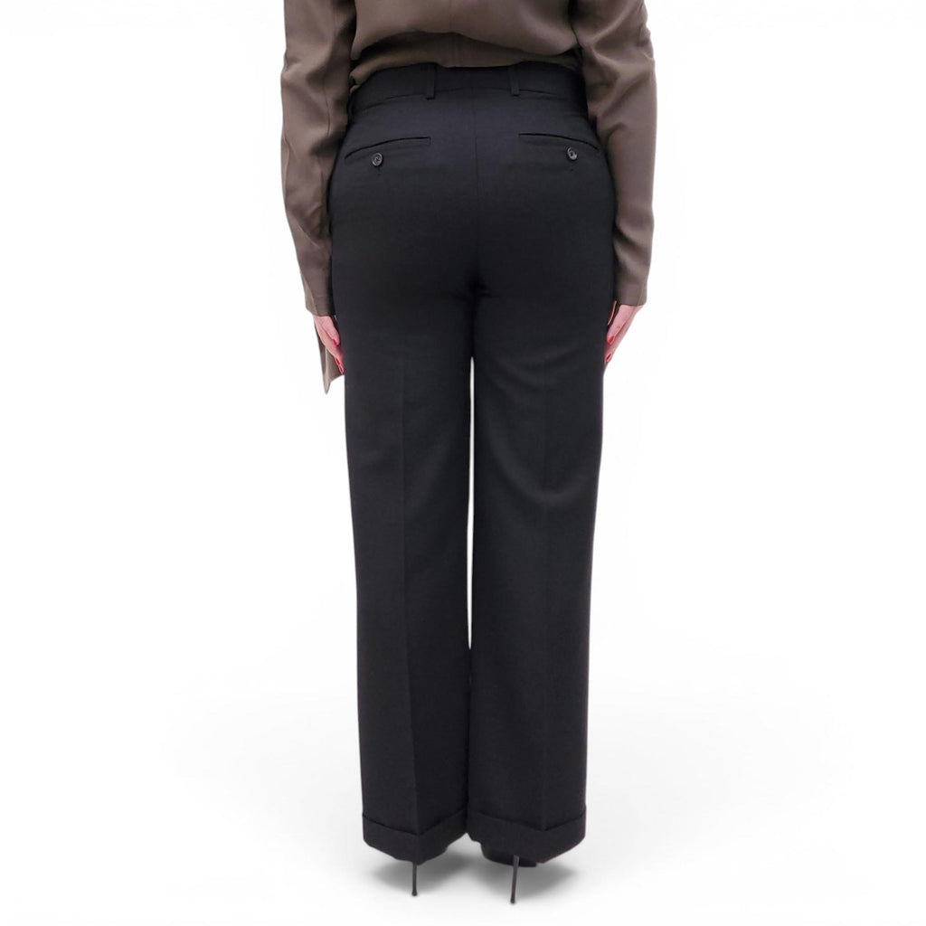 TOTEME BLACK PLEATED TROUSERS WITH CUFFS - SIZE 36