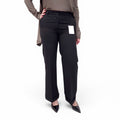 TOTEME BLACK PLEATED TROUSERS WITH CUFFS - SIZE 36