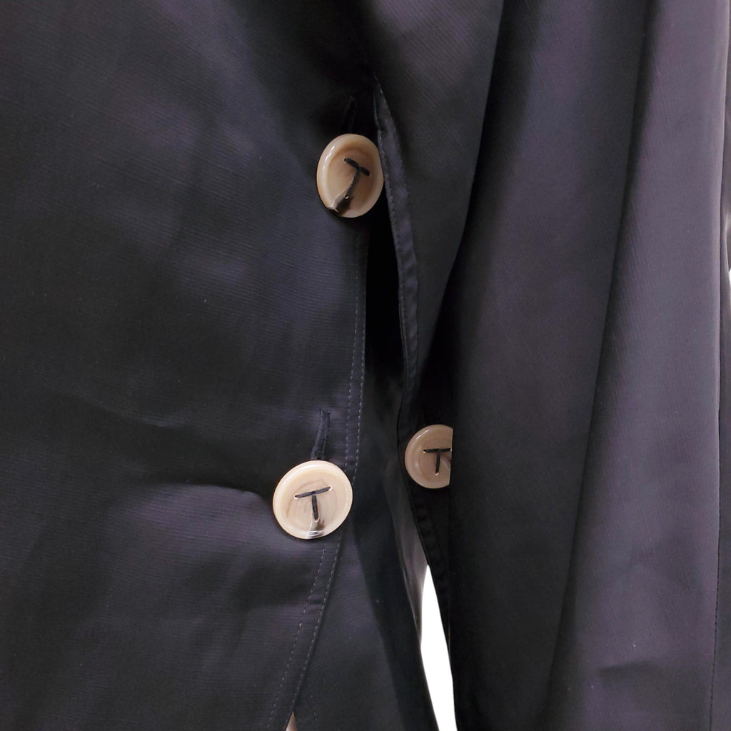 TOTEME BLACK SILK AND LINEN BUTTON BLOUSE - SIZE 38