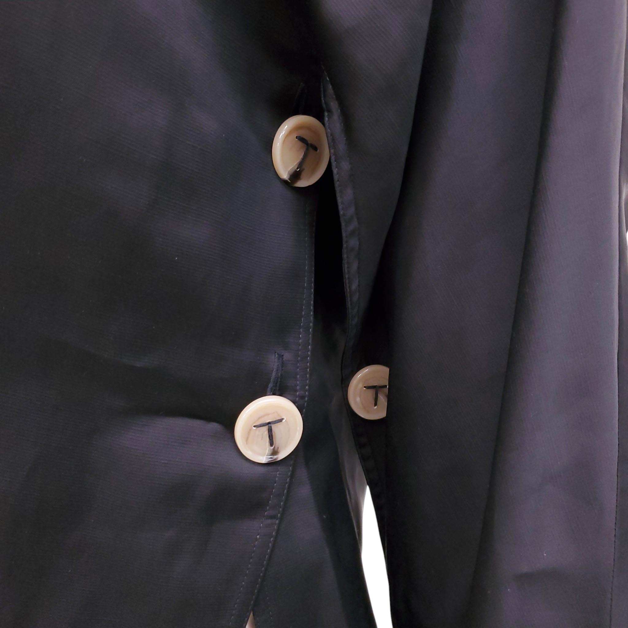 TOTEME BLACK SILK AND LINEN BUTTON BLOUSE - SIZE 38