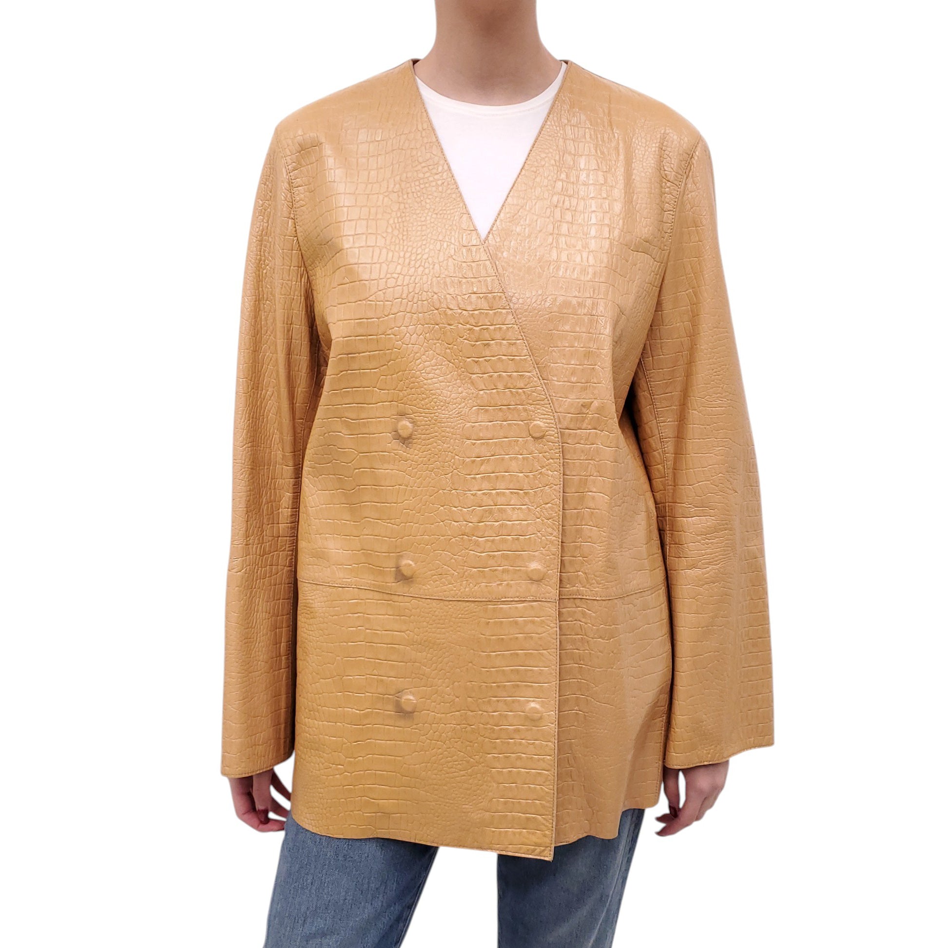 TOTEME CROC EMBOSSED LEATHER BLAZER - SIZE 36