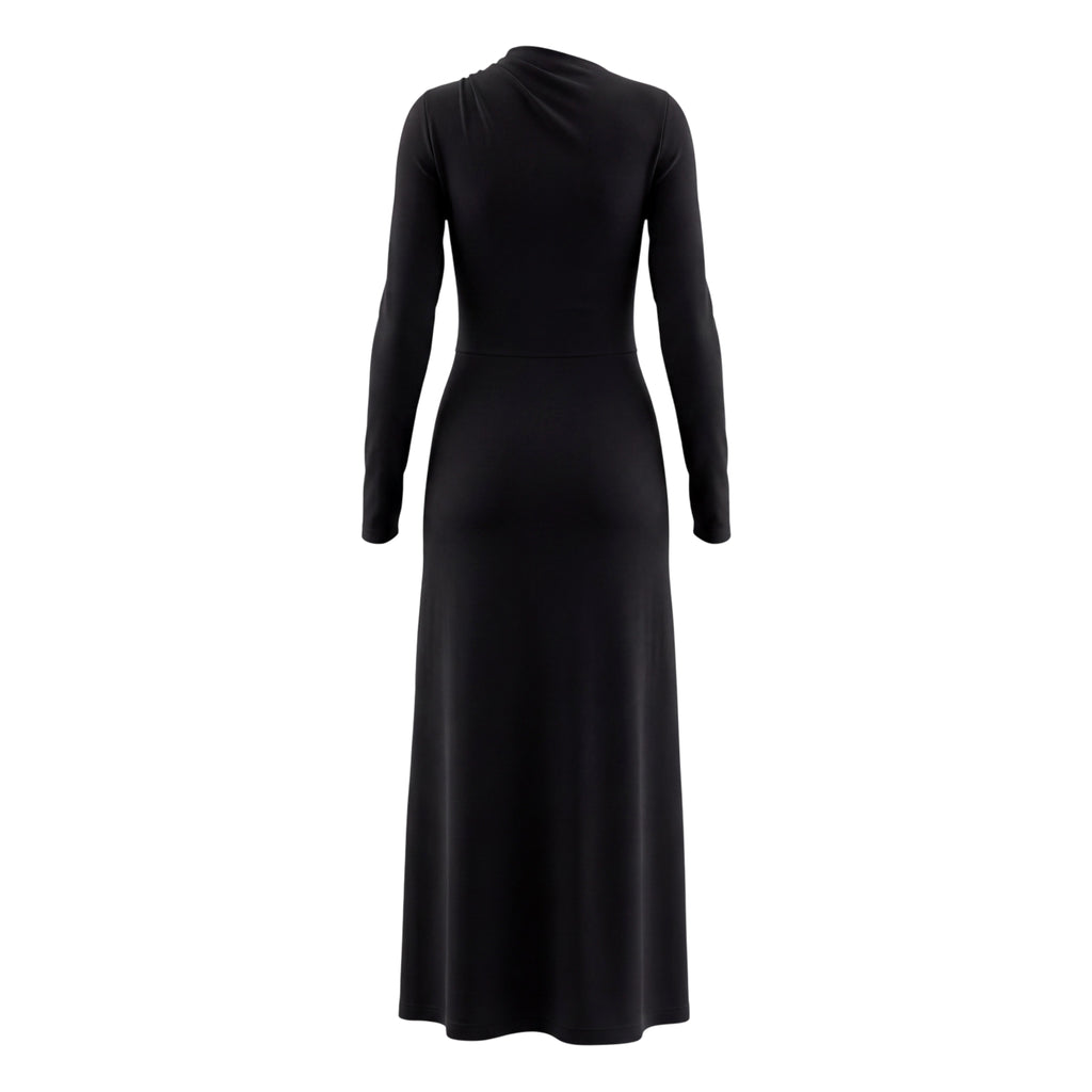 TOTÊME DRAPED JERSEY DRESS IN BLACK - SIZE XS