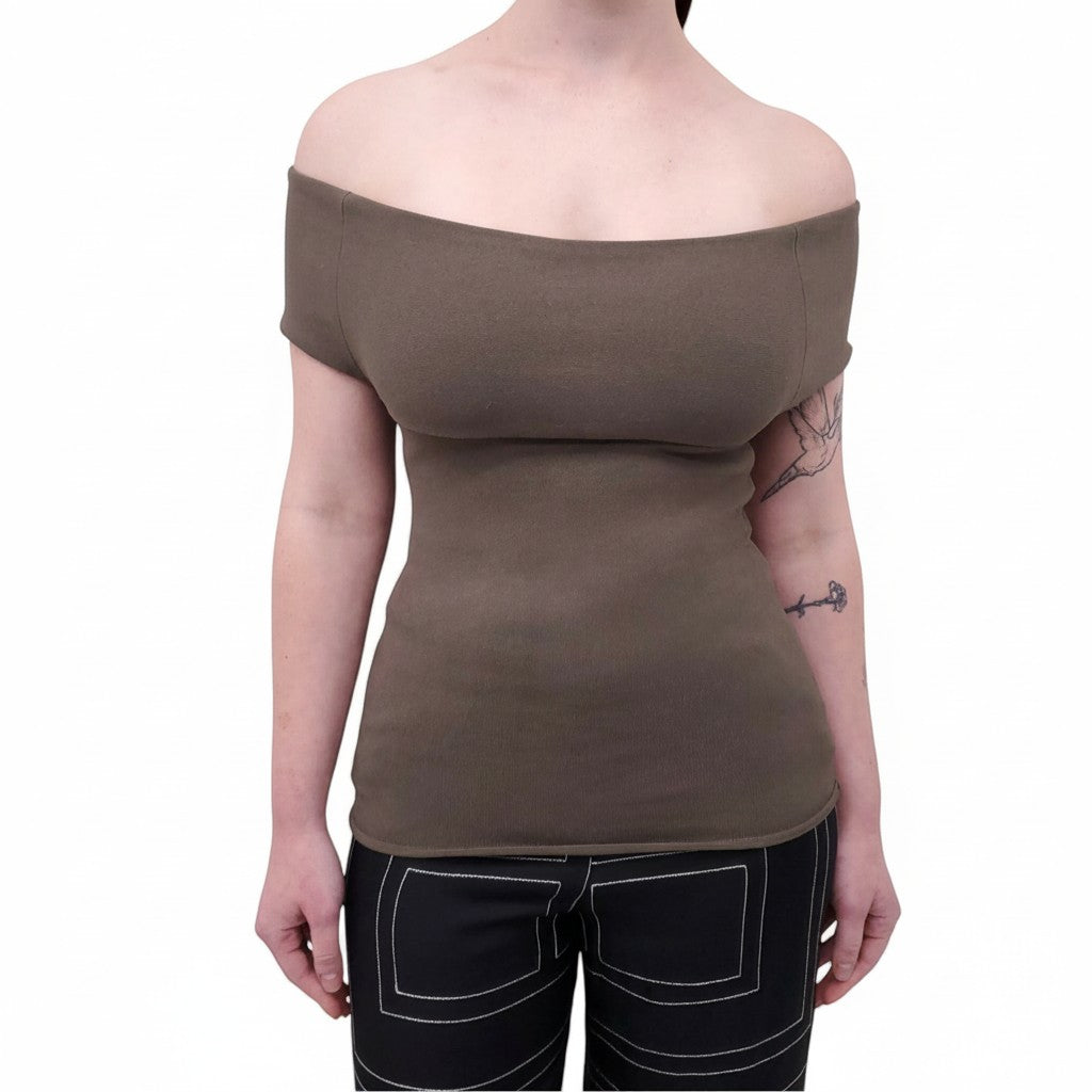 TOTEME HALTER STRETCH TOP IN ARMY GREEN - SIZE M