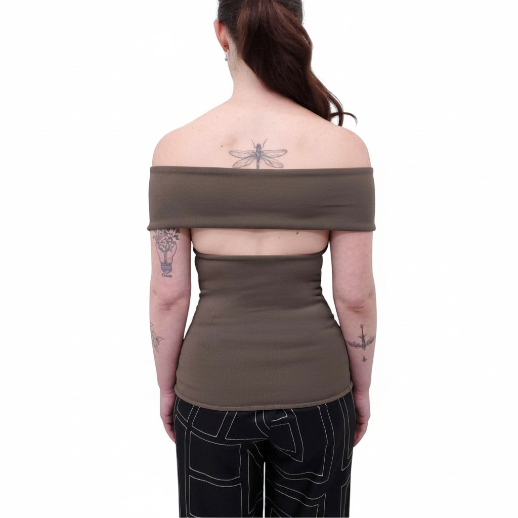 TOTEME HALTER STRETCH TOP IN ARMY GREEN - SIZE M