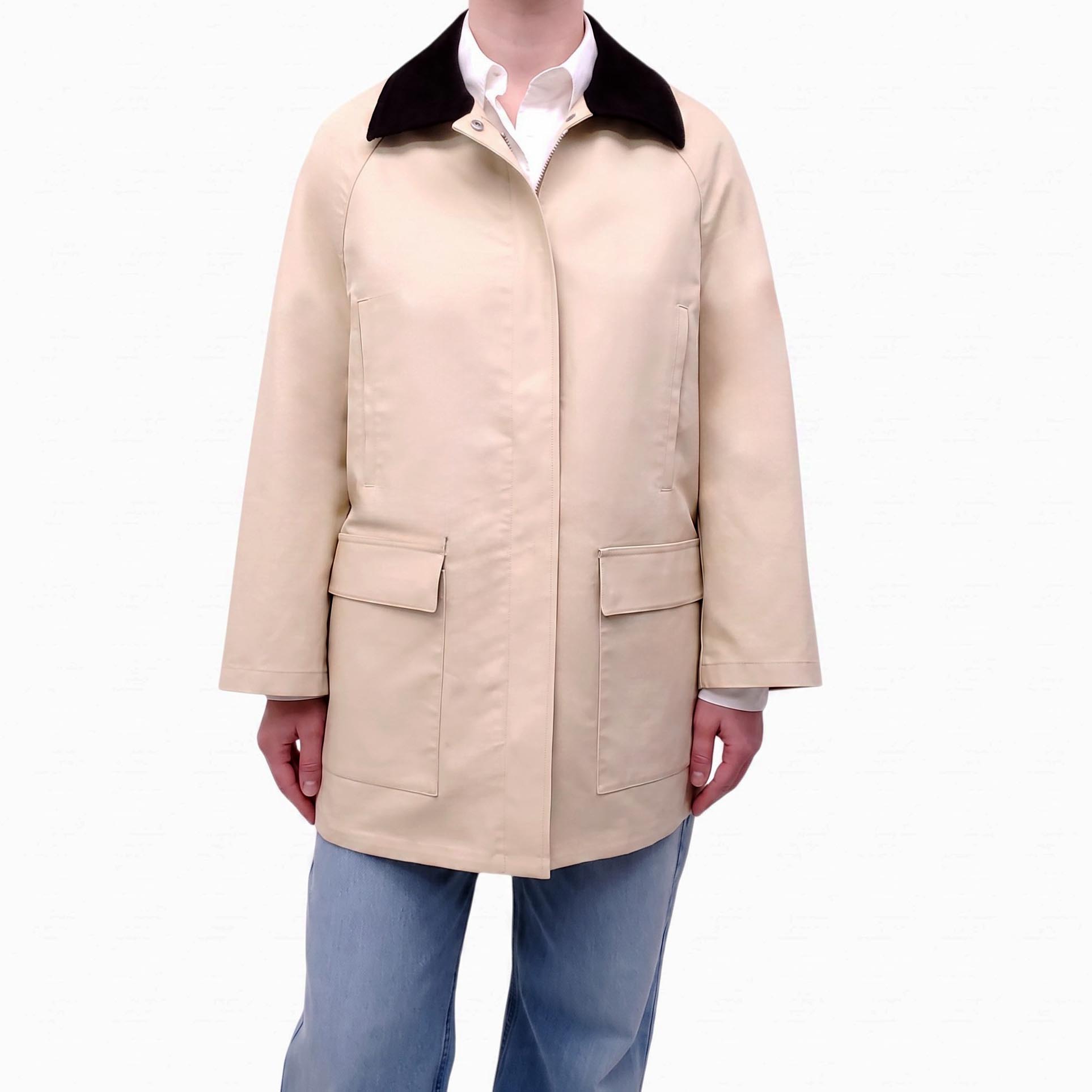 TOTEME KHAKI JACKET WITH CORDUROY COLLAR - SIZE M