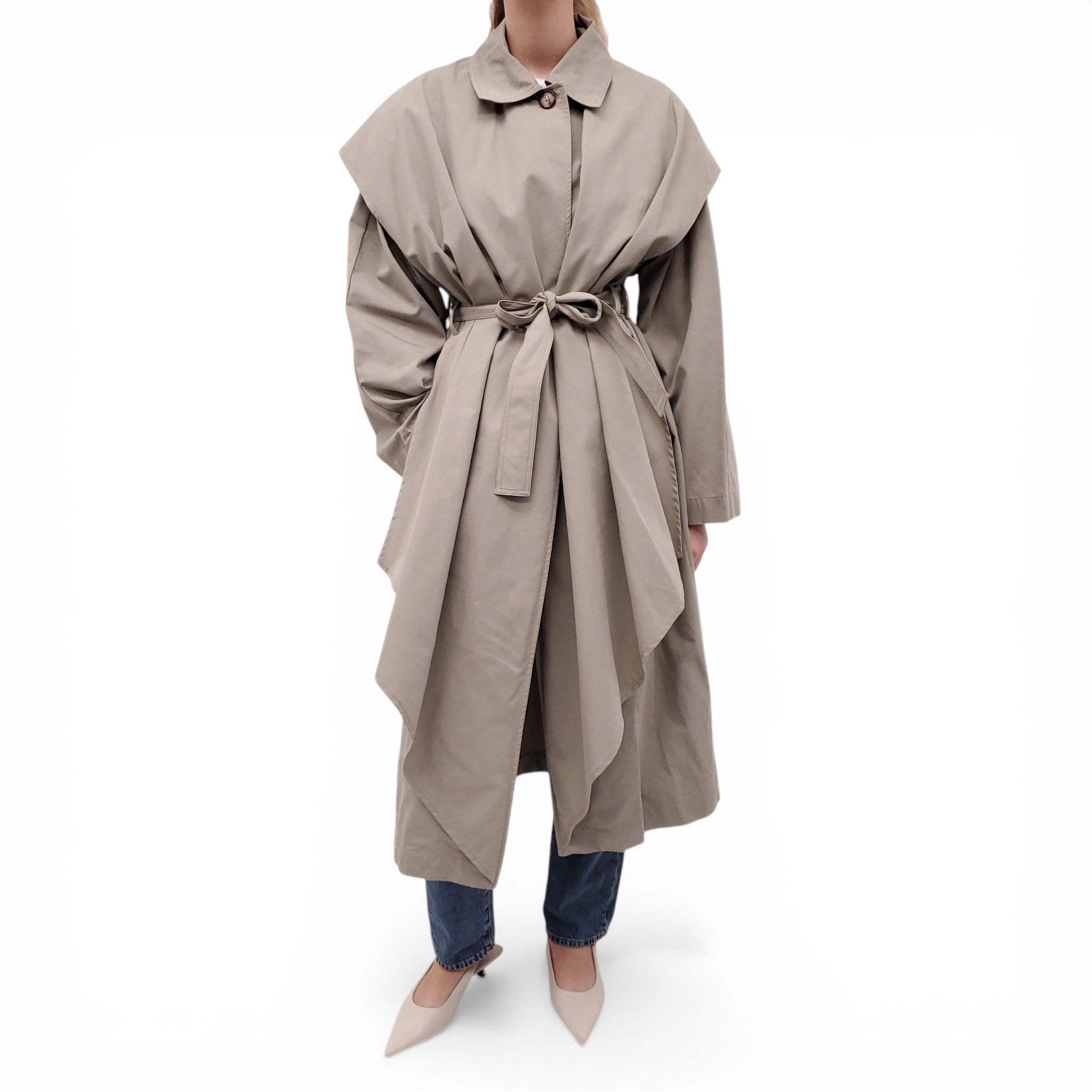 TOTEME OVERSIZED LAYERED COTTON CUPRO TRENCH - SIZE 34
