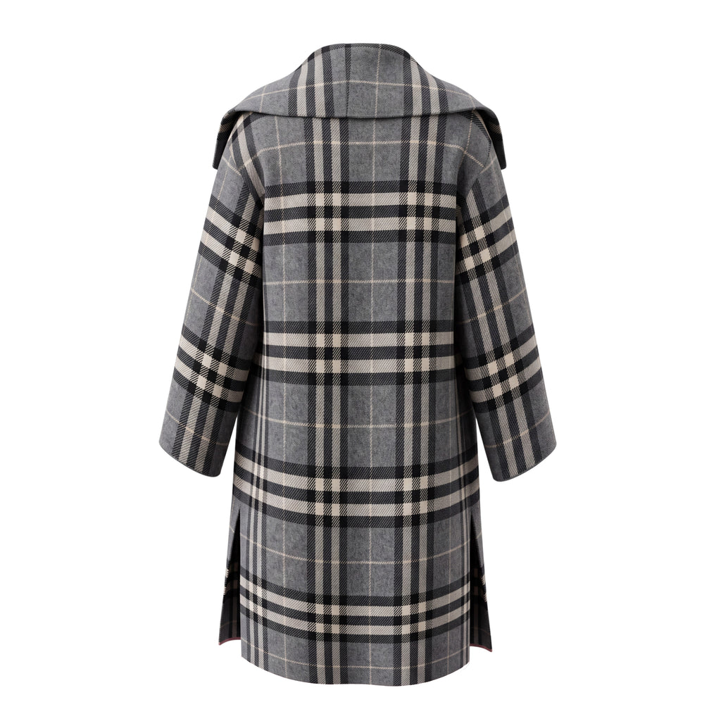TOTÊME SIGNATURE CHECK WOOL COAT - SIZE M