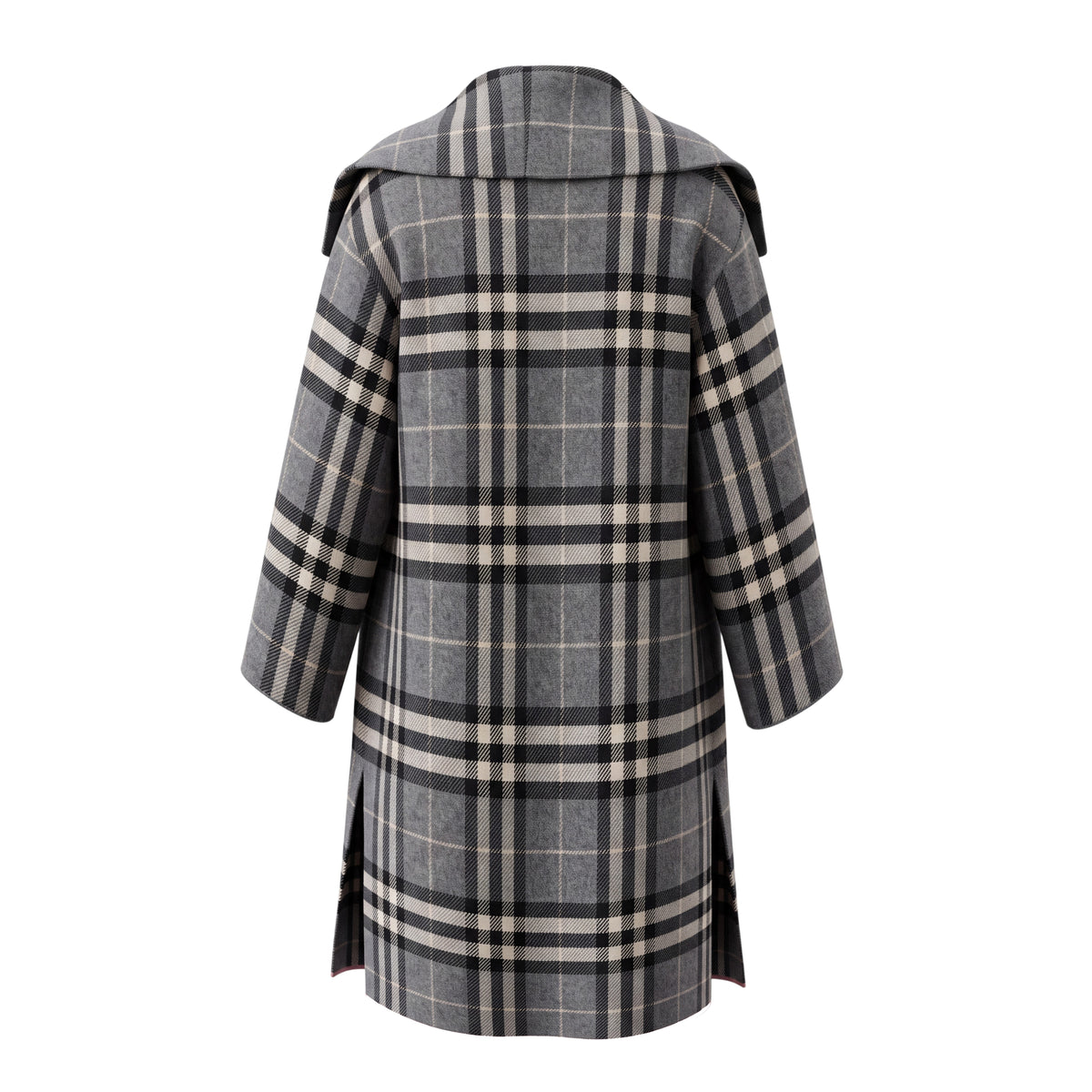 TOTÊME SIGNATURE CHECK WOOL COAT - SIZE M
